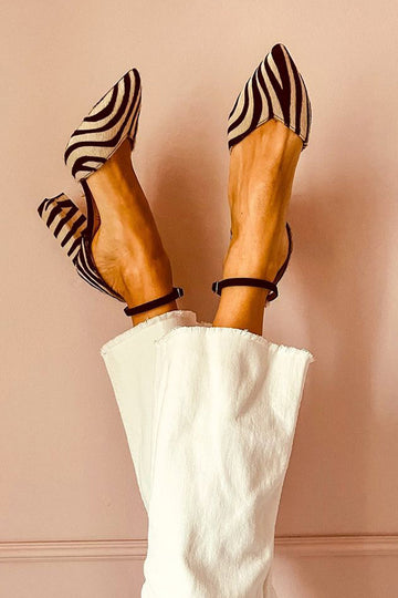 Zebrina™ | Sandales à talon moyen avec bride et imprimé zèbre